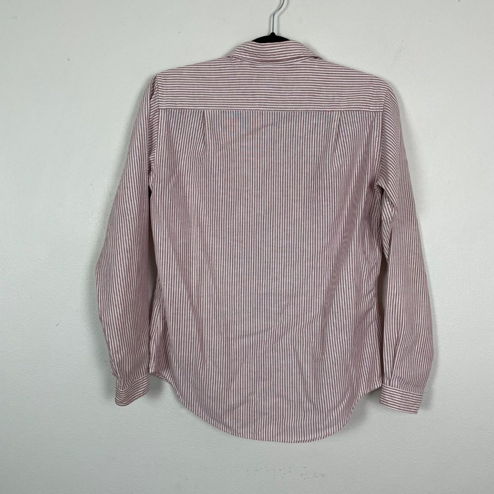 Lands' End Woman's Sz 6 Red and White Striped Button Up Collared Career Shirt - Picture 6 of 8